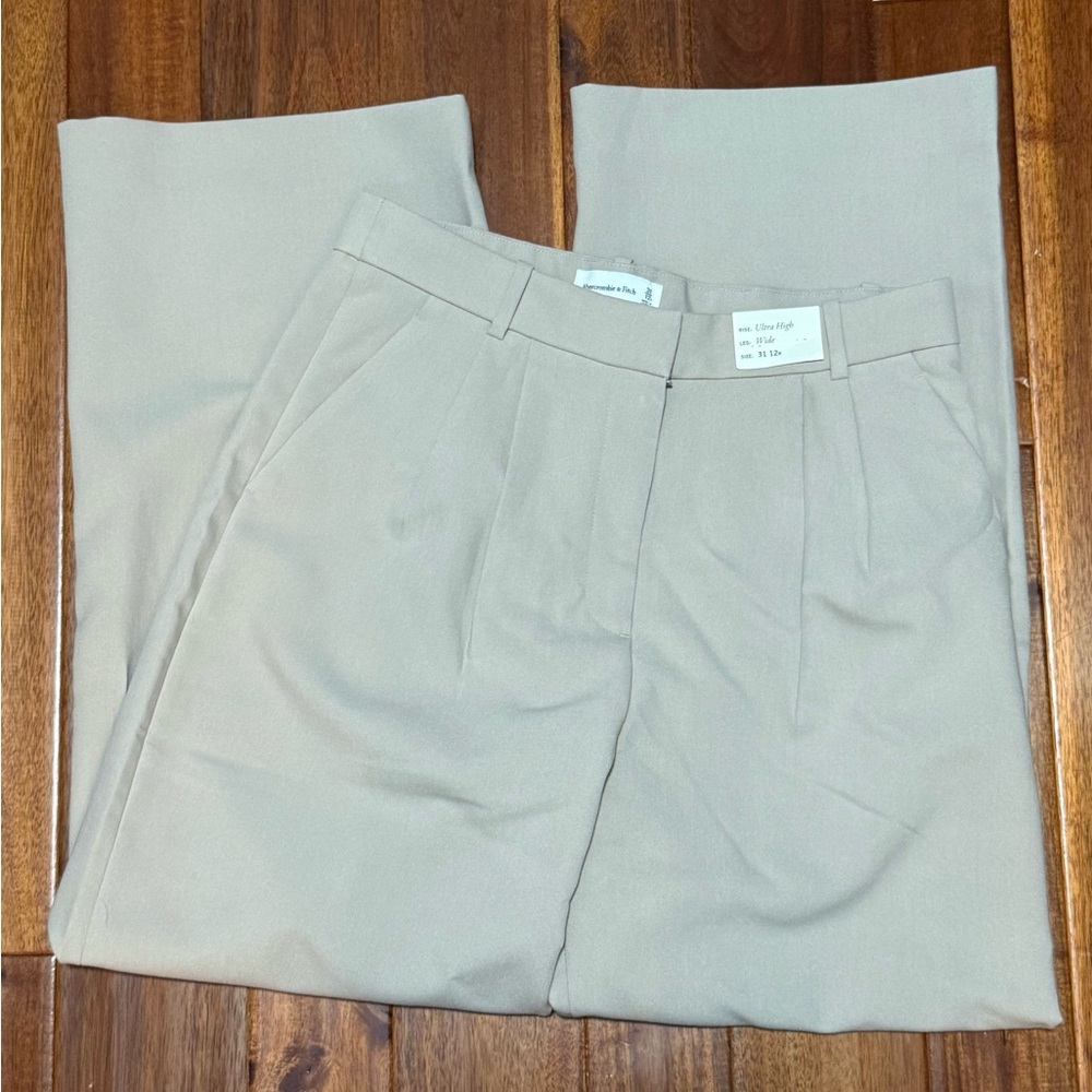 Abercrombie & Fitch Taupe Wide-Leg Trousers